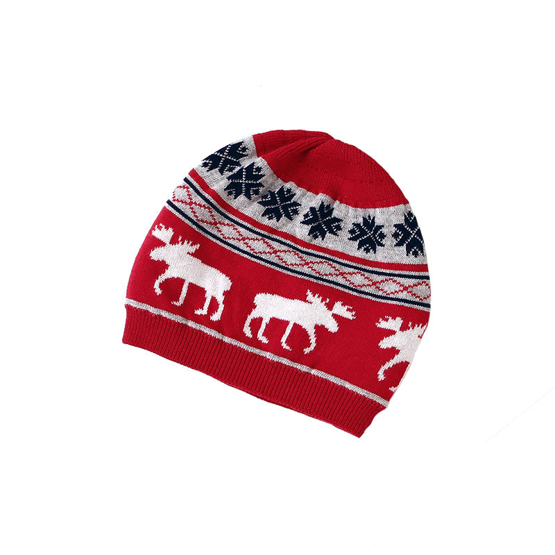 Knitted Baby Hat Red Winter Elk