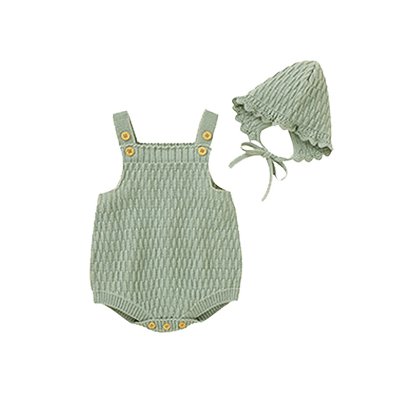 Mint green HandKnit™ Baby Jumpsuit with Hat Set | MamasHero KSA