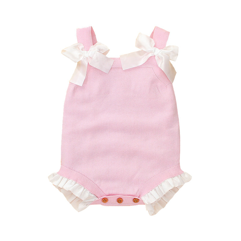 HandKnit™ Baby Bodysuit Pink Ribbon Design  | MamasHero KSA