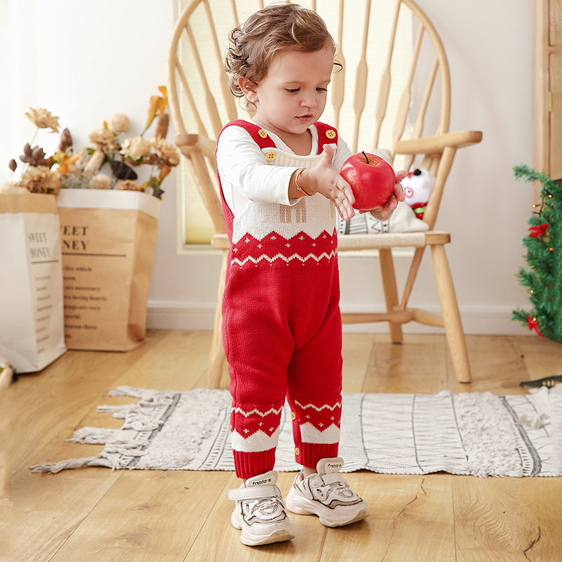 Winter Design Baby Jumpsuit Romper Red  | MamasHero KSA