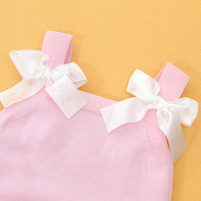 HandKnit™ Baby Bodysuit Pink Ribbon Design | MamasHero KSA