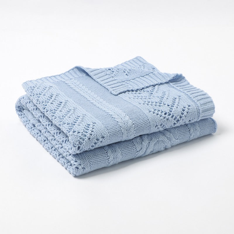 HandKnit™ Blue Baby Blanket (1 Piece)  | MamasHero KSA