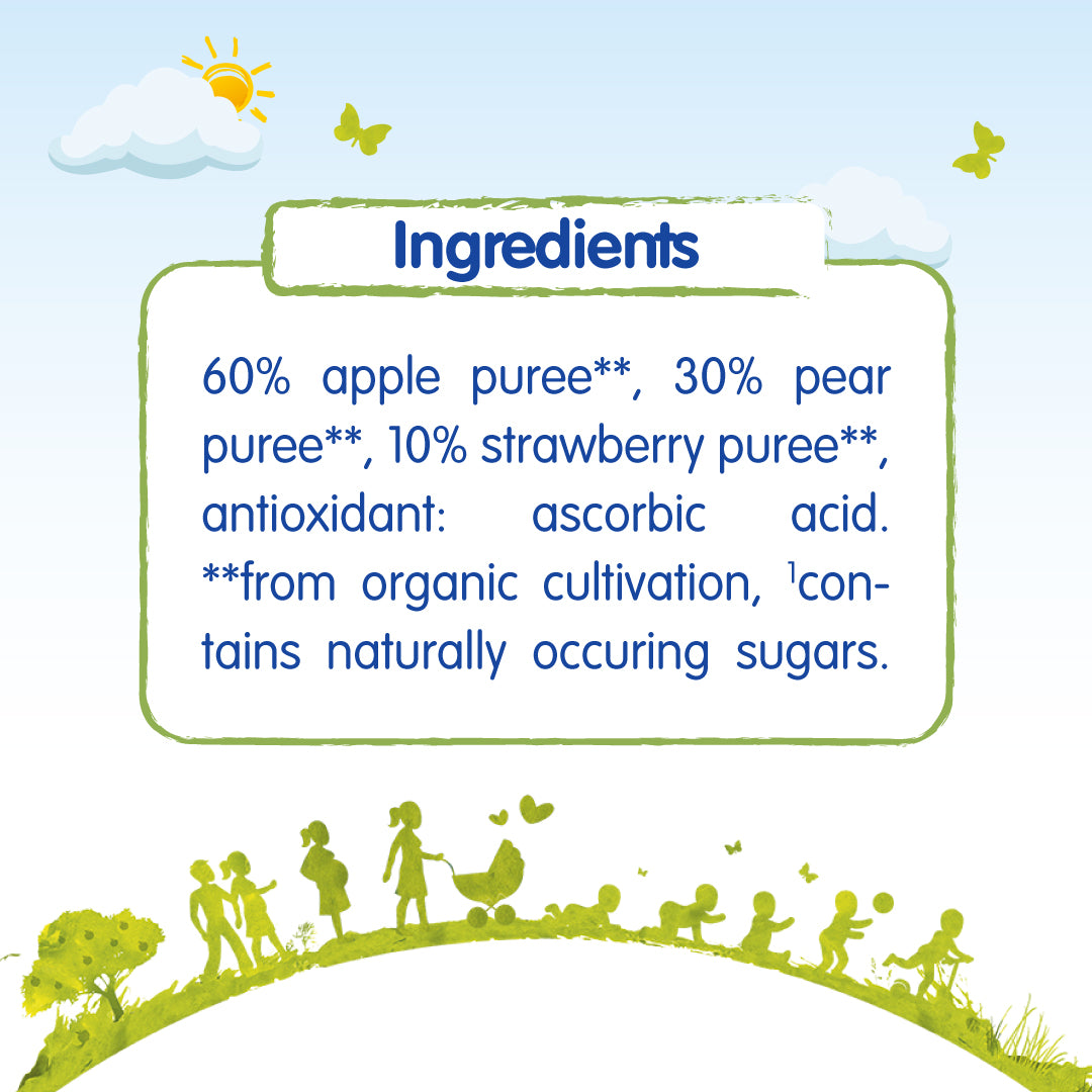 Humana Organic Puree Pouch - Strawberry & Pear & Apple