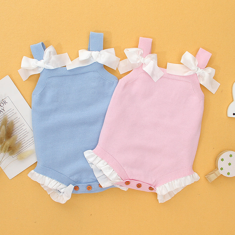 HandKnit™ Baby Bodysuit Pink Ribbon Design | MamasHero KSA