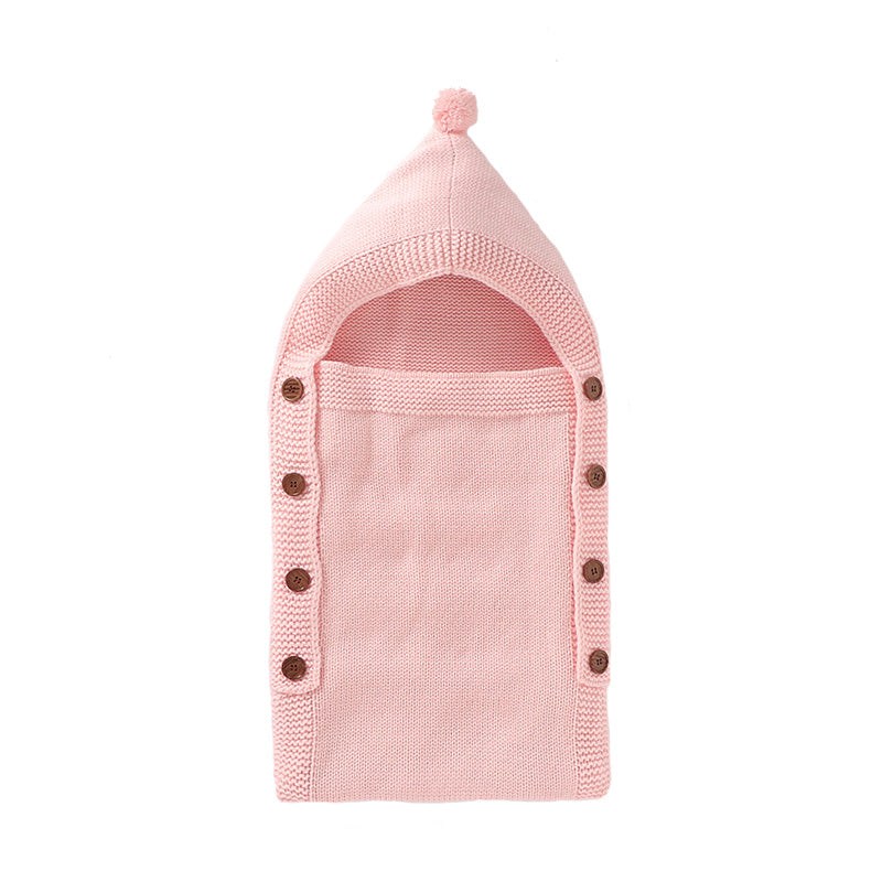 Knit Baby Sleeping Bag with Hat Pink  | MamasHero KSA