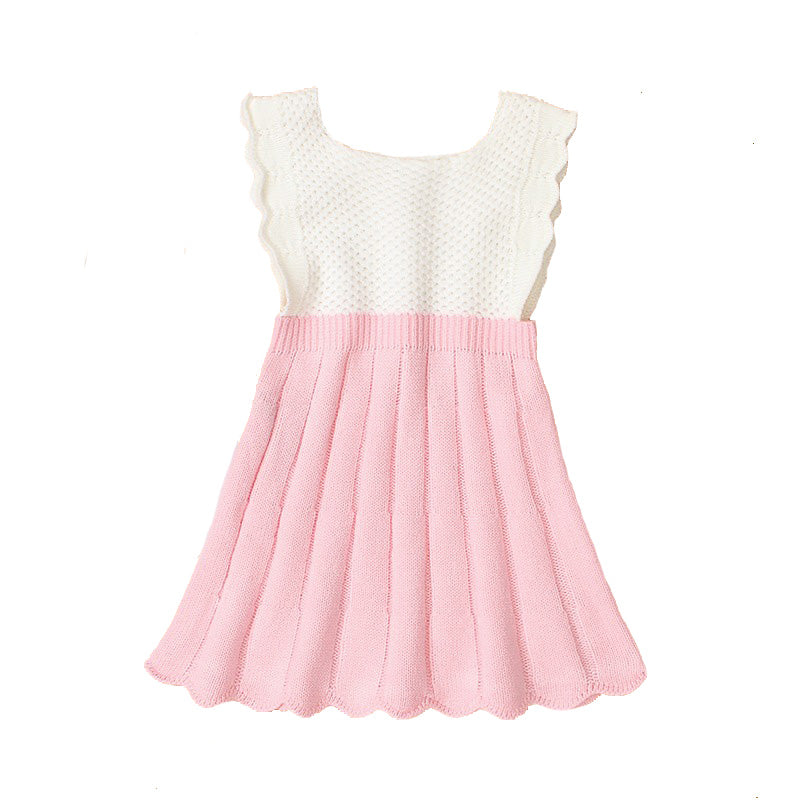 Pink & White Knit Baby Dress  | MamasHero KSA