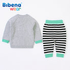 Gray Knit Shirt with Pattern Pants Set | MamasHero KSA