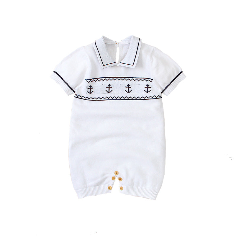 Polo Captain Design Baby Romper White   | MamasHero KSA