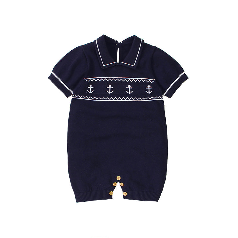 Polo Captain Design Baby Romper Blue  | MamasHero KSA