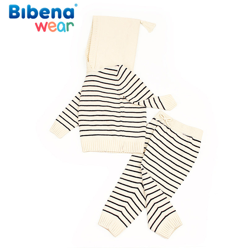 Baby Pajamas Set White Stripes Design | MamasHero KSA