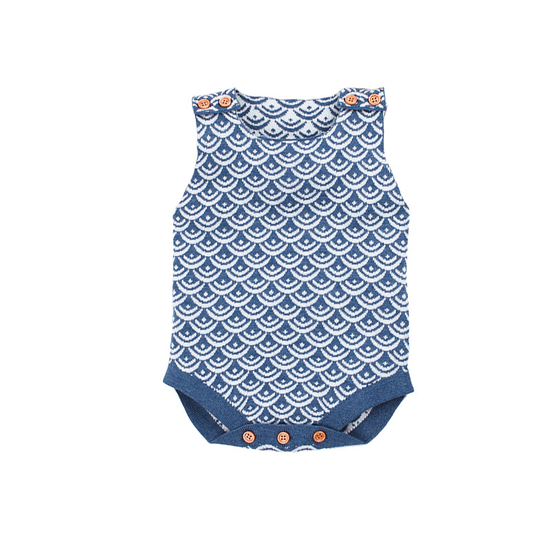 Blue Pattern Knit Bodysuit  | MamasHero KSA