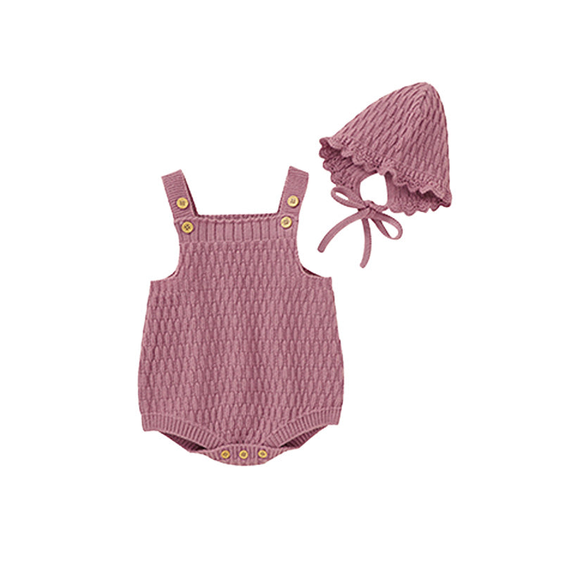 Pink HandKnit™ Baby Jumpsuit with Hat Set | MamasHero KSA