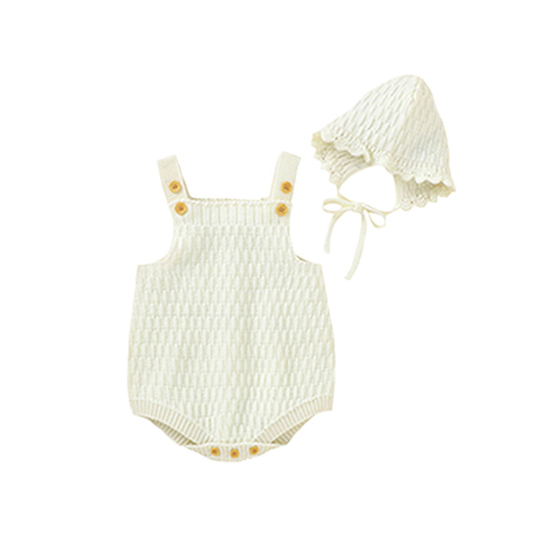 white HandKnit™ Baby Jumpsuit with Hat Set | MamasHero KSA