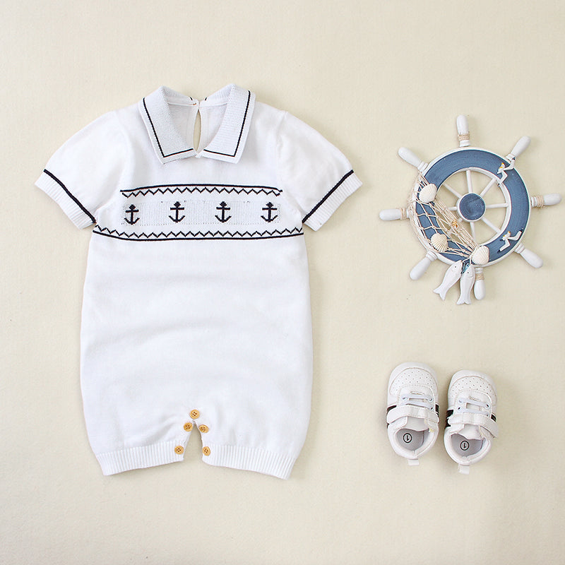 Polo Captain Design Baby Romper White | MamasHero KSA