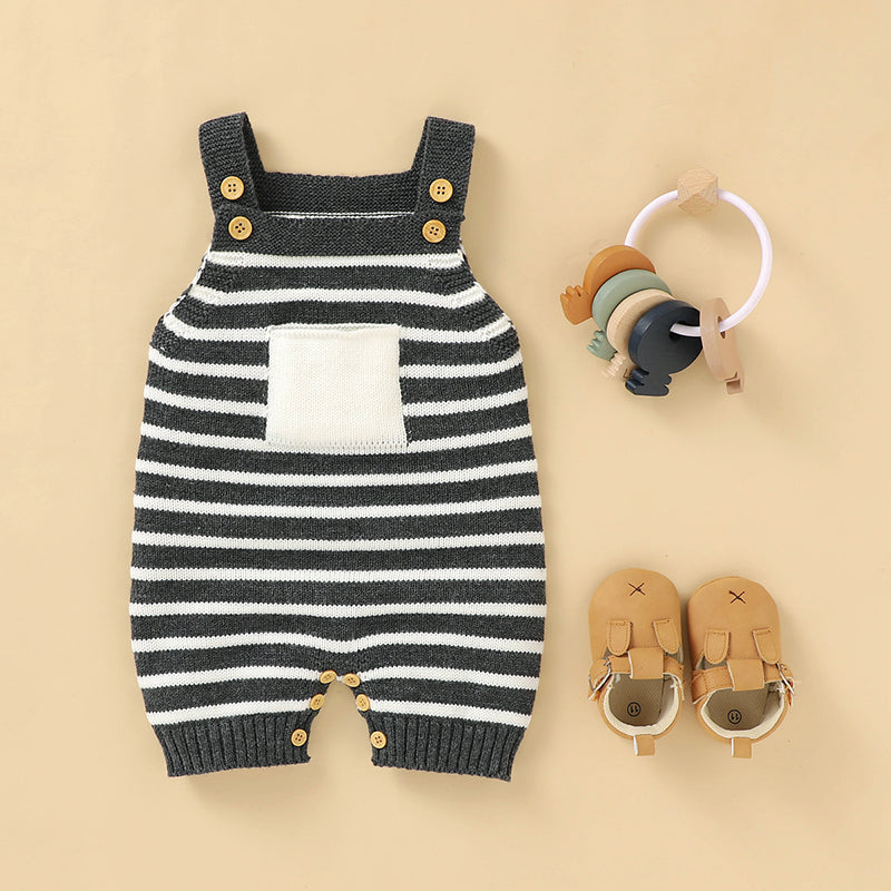 Grey & White Stripes Design Jumpsuit Romper | MamasHero KSA