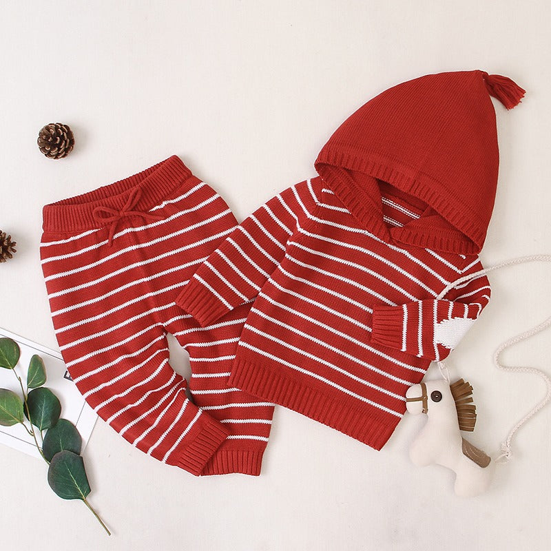 Baby Pajamas Set Red Stripes Design | MamasHero KSA