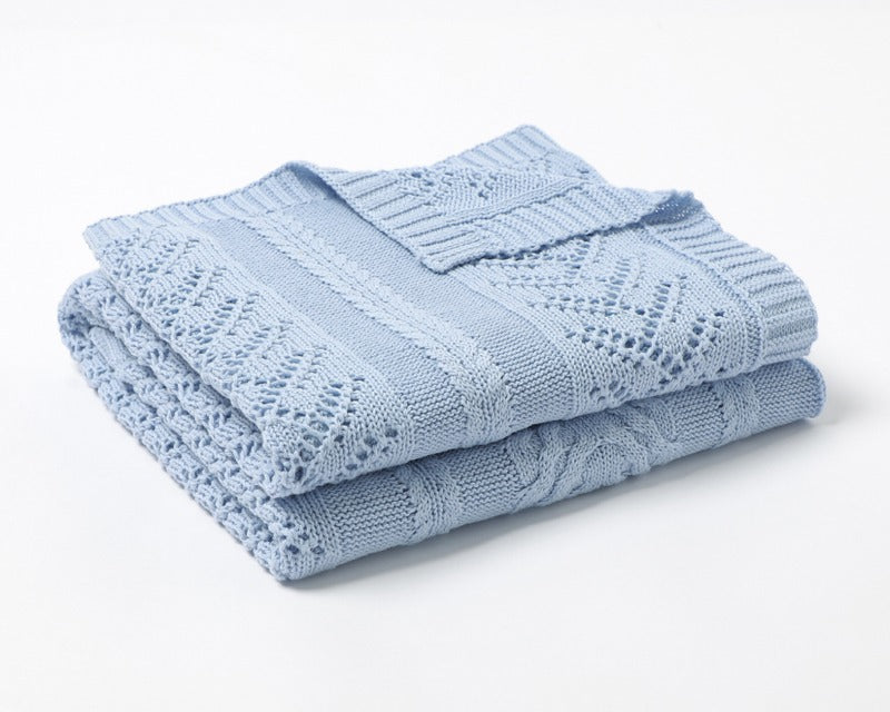 HandKnit™ Blue Baby Blanket (1 Piece)  | MamasHero KSA